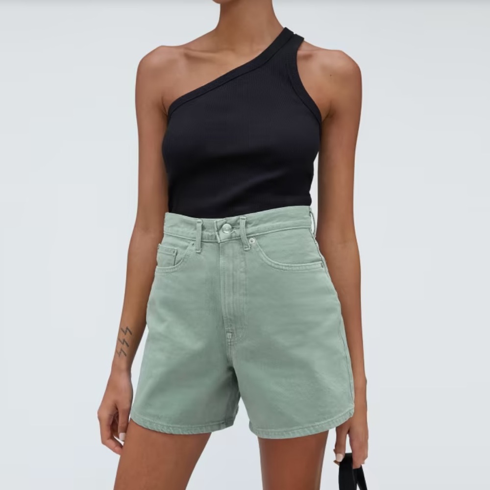 Everlane The A-Line Denim Short in Sea Glass